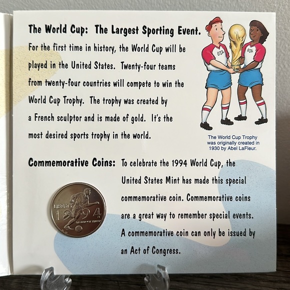1994 D Mint World Cup USA Commemorative Coin Uncirculated - Picture 8 of 12